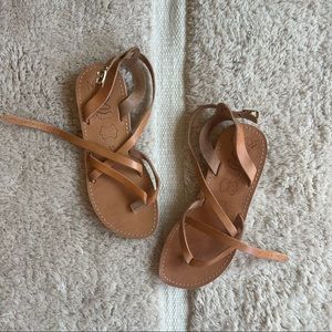 Natural leather Greek sandals